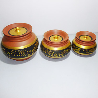 Earthen Clay Mathani Handi Set of 3