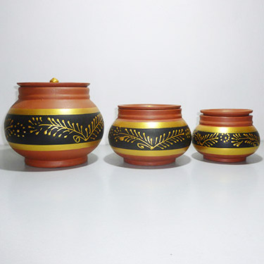 Earthen Clay Mathani Handi Set of 3