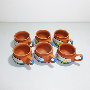 Earthen Clay Painting Tea Cup Set of 6