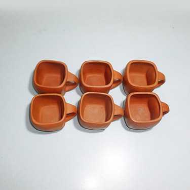 Earthen Clay Square Cup Set of 6